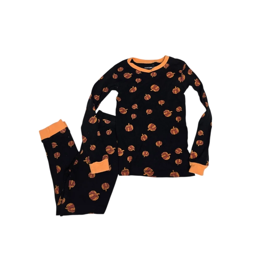 BURTS BEES black 2 piece pumpkin fall snug fit organic cotton‎ pajama set 5T
